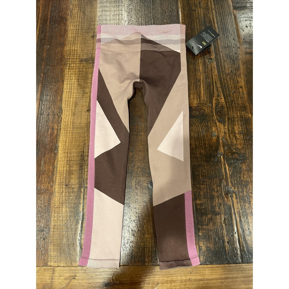 Nike Sculpt Lux Icon Clash 7/8 Seamless Tights SZ S Brown High Rise‎ CJ4135 283